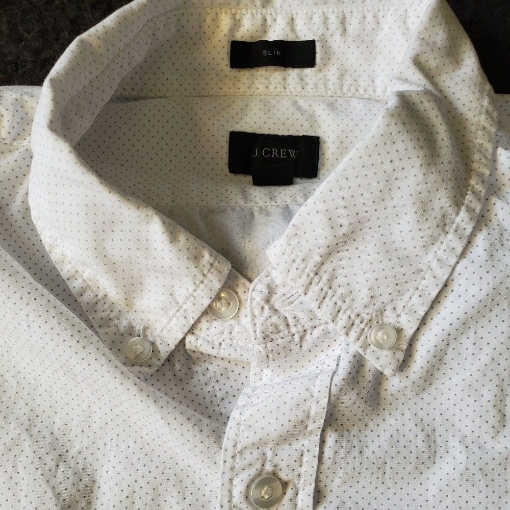 J. Crew pindot slim fit large secret wash shirt